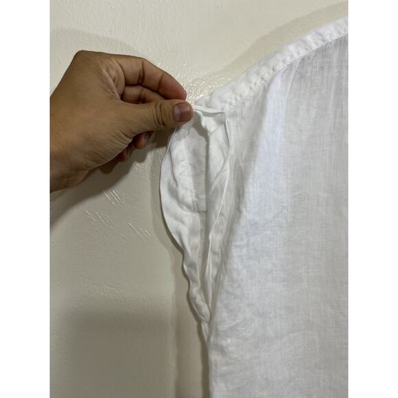 Linen Button Up Top M Minimalist Coastal Resort Palm Rustic Boxy Lagom Beach Air - Picture 3 of 14